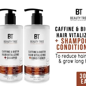 Beauty Tree Caffeine Biotin Hair Vitalizing Shampoo & Conditioner With Biotin & Onion Extract Reduces hair fall, promotes hair growth 600(300X2) ml