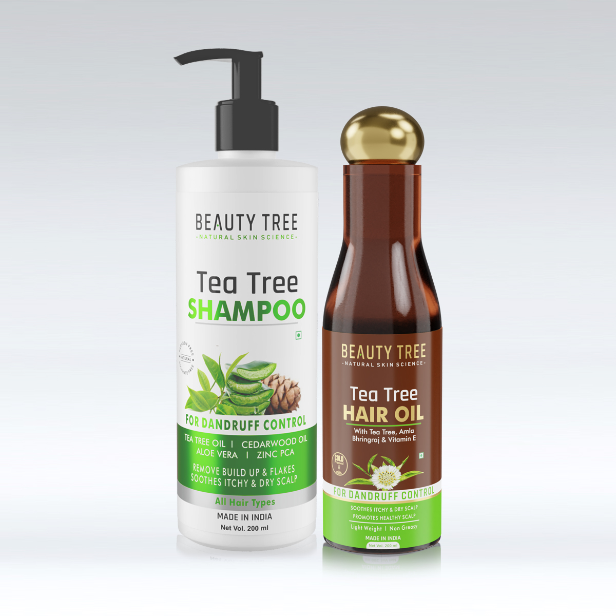 Beauty Tree Tea Tree Shampoo & Hair Oil Combo Pack (200+200) ml - Beauty  Tree