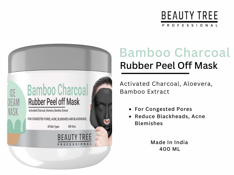Beauty tree Bamboo Charcoal Rubber Peel off Mask for face 400 ml (BUY 1 GET 1 FREE)