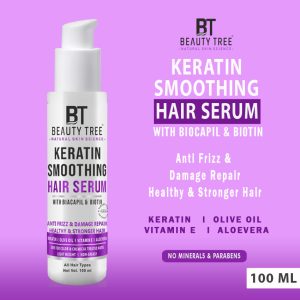 Beauty tree Keratin Smoothing Hair Serum With Hydrolyzed Keratin, Biacapil For extra boost of nourishment 100 ml