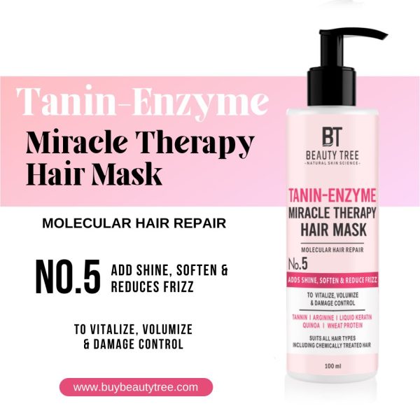 Beauty Tree Professional Tanin Enzyme Miracle Therapy hair mask No.5 With Tannin, Arginine, Liquid Keratin For provide smoothing, deep hydration 100 ml